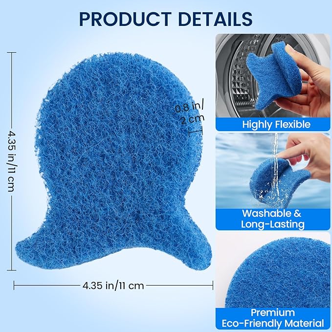 Pet Hair Remover for Laundry, Reusable Dog & Cat Fur Catcher Tool, Effectively Removes Pet Hair, Lint and Dander from Bedding and Clothing, Suitable for Washing Machines, Dryer (Blue)