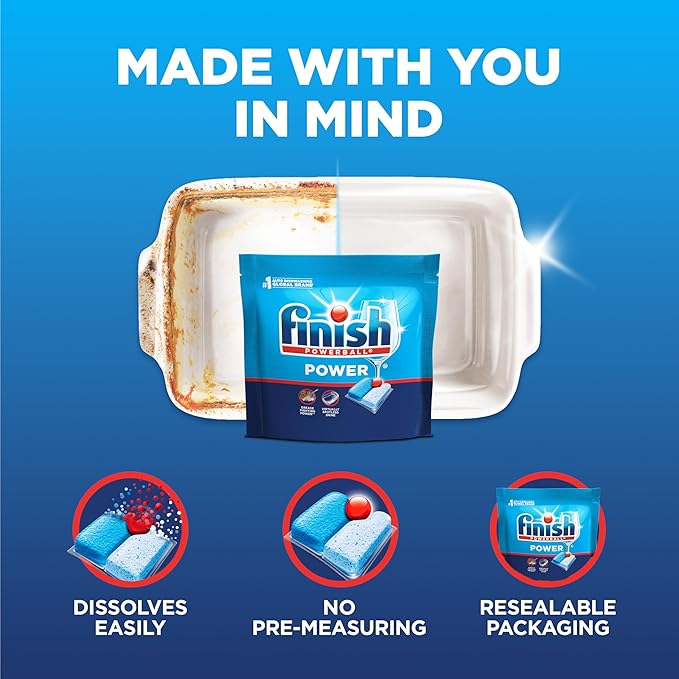Finish Power Dishwasher Pod, No Pre-Rinse Dishwasher Detergent, Dishwasher Tabs For Deep Clean & Shine with Degreasing Power, 94 Count