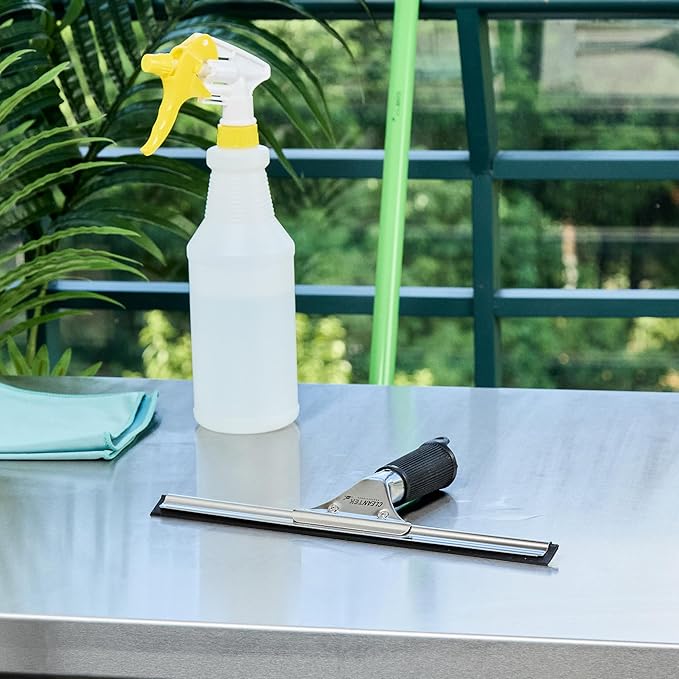 Restaurantware-Clean Tek Professional 11.81 Inch Window Squeegee, 1 Cleaning Squeegee with Rubber Blade - No-Slip Handle, Clean Mirror Or Car Windshield, Stainless Steel Wiper for Glass Door