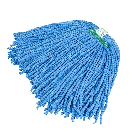 Restaurantware-MOP HEAD ONLY: Clean Tek Professional 24 Ounce Wet Mop Head, 1 Cut End Refill - Handle Sold Separately, 1.25 Inch Headband, Microfiber Blue Replacement, Reusable