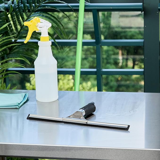 Restaurantware-Clean Tek Professional 13.78 Inch Window Squeegee, 1 Cleaning Squeegee with Rubber Blade - No-Slip Handle, Clean Mirror Or Car Windshield, Stainless Steel Wiper for Glass Door