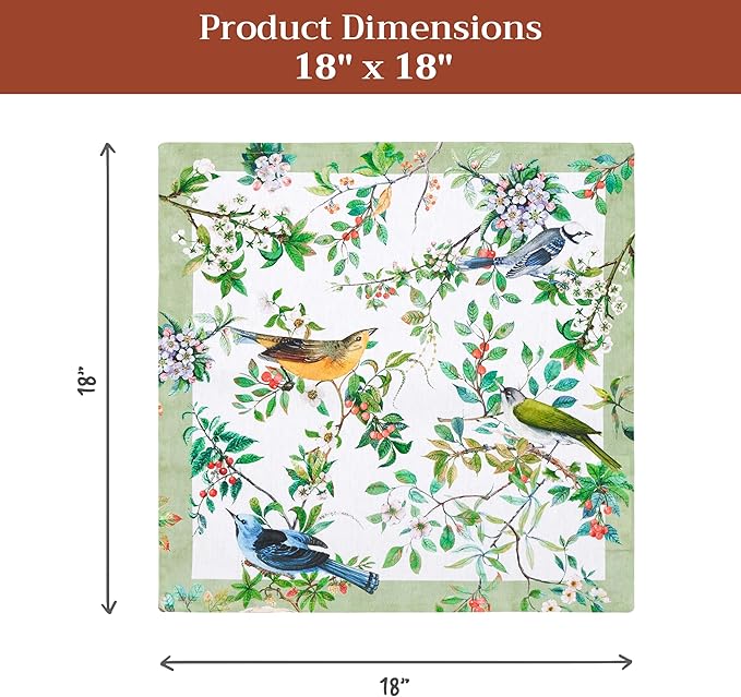 Maison d' Hermine 100% Cotton Cloth Napkins Set of 4 Everyday Reusable Square Napkins Cloth Washable Dinner Party Wedding Restaurant Hotel Kitchen Spring Summer (Mesange, 18" x 18")