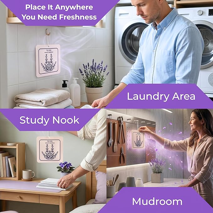 Violet Essence - Room Deodorizer Gel Odor Eliminator For Home - Pack Of 3 - Bathroom Air Freshener Odor Absorber - Long Lasting Non Plug In Strong Scent For Kitchen Trash Basement Rv Closet Smell