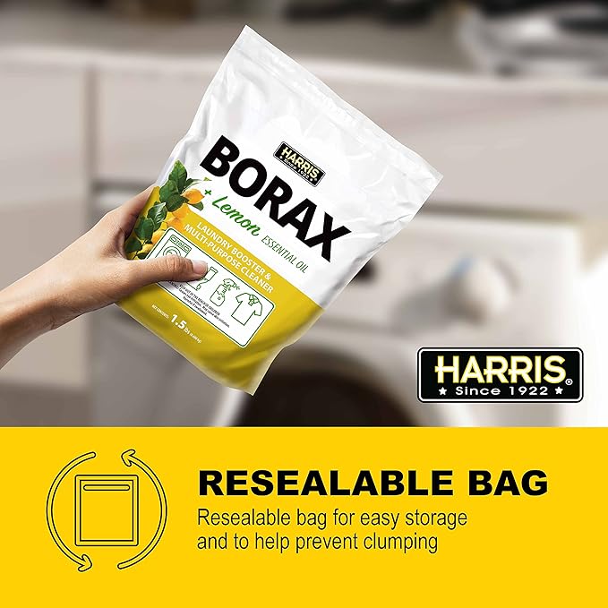Harris Borax Powder Laundry Booster and Multipurpose Cleaner, 1.5lb (Lemon)