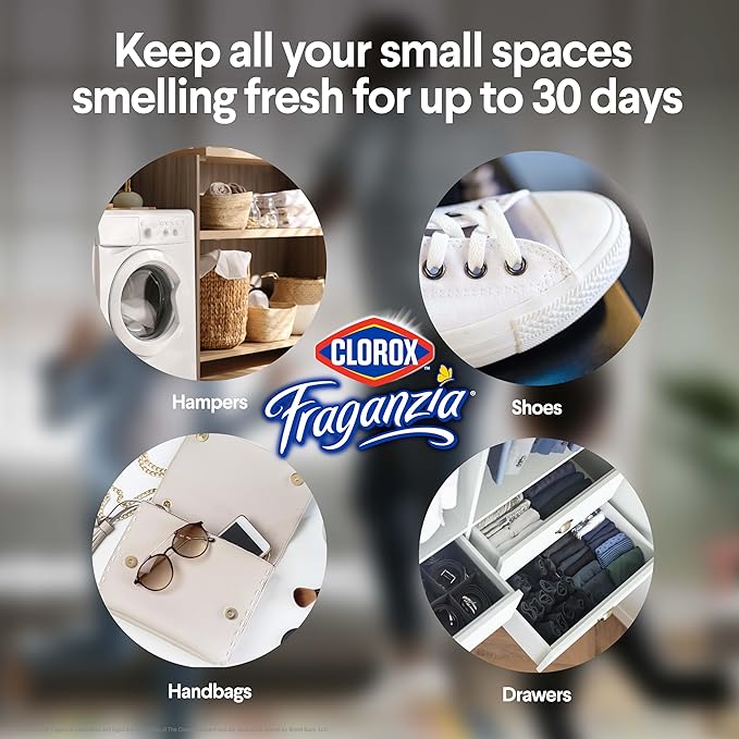 Clorox Fraganzia Deodorizing Balls with Lavender and Eucalyptus Scent, Battery-Free Shoe and Small Space Odor Eliminator with Up to 30 Days of Freshness, 6 Count Pack