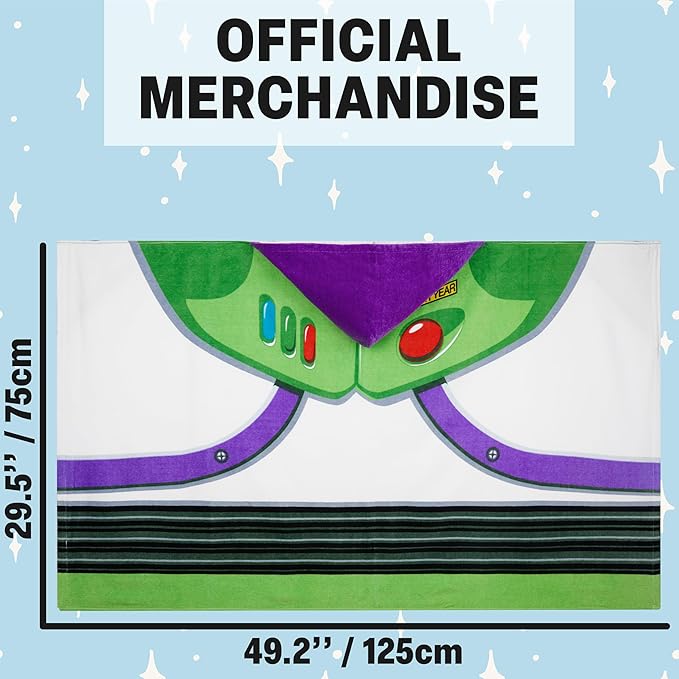 Disney Pixar Toy Story Bath Towels with Hood for Boys, Ages 2-6, Buzz Lightyear Soft and Absorbent Hooded Cotton Beach Towel Wrap, Swimming Pool Poncho, Gifts for Boys (Multi Buzz Lightyear)