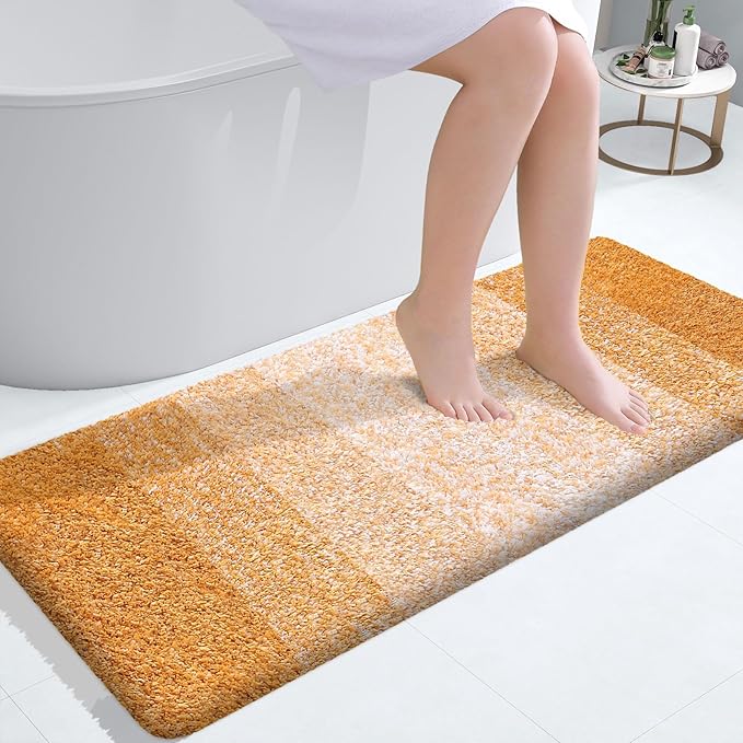 OLANLY Large Bathroom Rugs Mat 45x27, Extra Soft Absorbent Microfiber Bath Rugs, Rubber Backing, Quick Dry, Washable Bath Mats for Bathroom, Tub and Shower, Home Decor Accessories, Golden Yellow