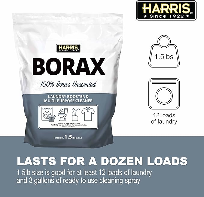 Harris Borax Powder Hard Water Laundry Booster and Powerful Multi-Purpose Cleaner, 1.5lb (Unscented)