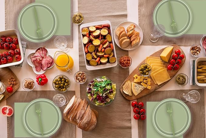72 Pcs Sage Green Paper Plates 7in Disposable Dessert Plates Napkins and Forks Party Tableware Set Decoration Supplies for Birthday Baby Shower Wedding Holiday Graduation Bridal Shower Party, Serve 24