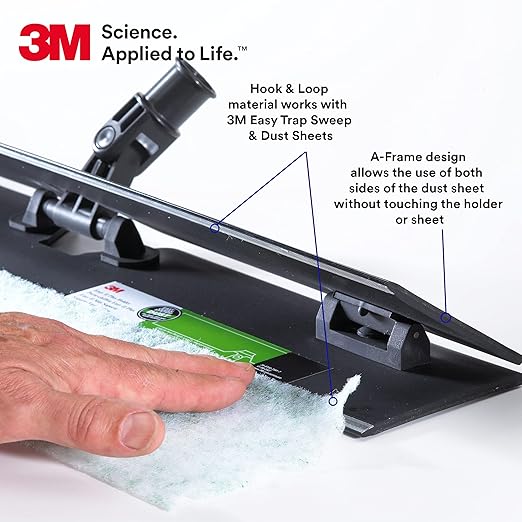 3M Easy Trap II Holder Flip Holder for 3M Easy Trap Duster Sweep and Dust Sheets, 35” Hook and Loop, Dust Remover Sweeper Mop Head, For Gyms, Bathrooms, Commercial Floors, 55936