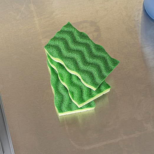 Restaurantware Cleaning Sponge 60 Count 4.5 x 2.5 Inches Cellulose Non-Abrasive Deep-Groove Durable Rectangular Green