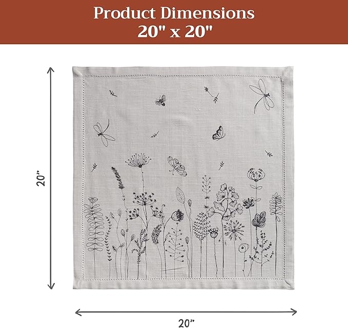 Maison d' Hermine 100% Cotton Cloth Napkins Set of 4 Everyday Reusable Square Napkins Cloth Washable Dinner Party Wedding Restaurant Hotel Kitchen Spring Summer (Flore, 20" x 20")