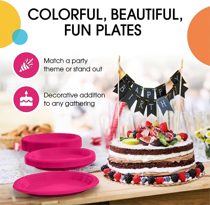 7" Cerise plastic plates (50)