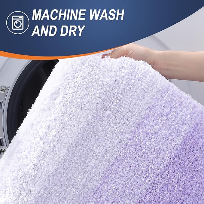 OLANLY Bathroom Runner Rugs Mat 44x24, Extra Soft Absorbent Microfiber Bath Rug, Rubber Backing, Quick Dry, Washable Long Bath Mats for Bathroom, Tub and Shower, Home Decor Accessories, Light Purple