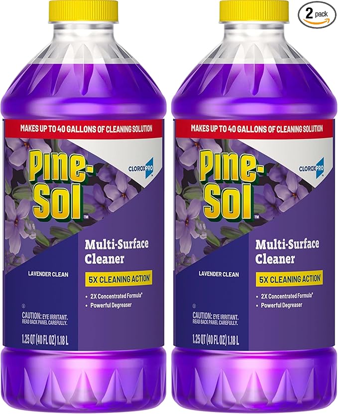 Pine-Sol Multi-Surface Cleaner, CloroxPro, 2x Concentrated Formula, All-Purpose Cleaner, Lavender Clean, 40 Fluid Ounces (Pack of 2)