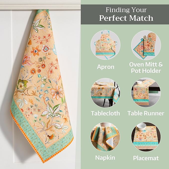 Maison d' Hermine Kitchen Towels Set of 3 100% Cotton 27.50" x 20" Reusable Cloth Tea Dish Towels Absorbent with Hanging Loop for Kitchen Farmhouse Hotel Spring Summer - Luxury Loft - Peach