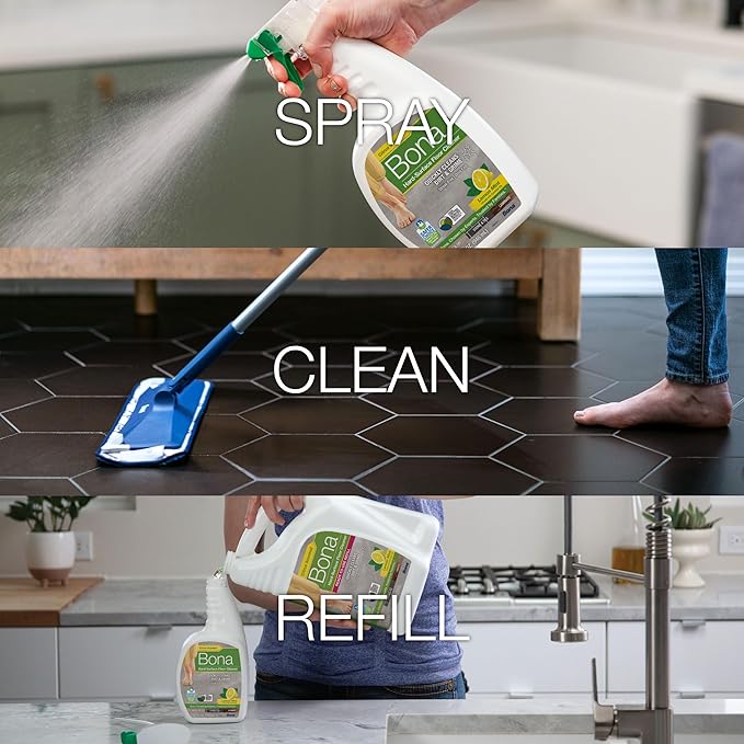 Bona® Multi-Surface Floor Cleaner Spray - 32 fl oz - Lemon Mint - Includes Filled Bottle + Concentrate Refill for Multi-Surface Floor Cleaning