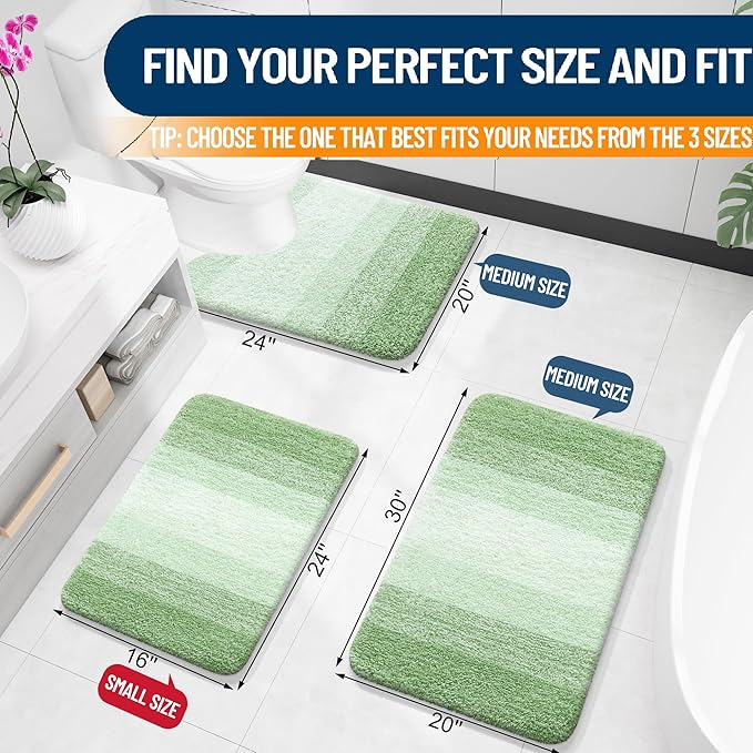 OLANLY Large Bathroom Rugs Mat 50x30, Extra Soft Absorbent Microfiber Bath Rugs, Rubber Backing, Quick Dry, Washable Bath Mats for Bathroom Floor, Tub and Shower, Home Decor Accessories, Sage Green