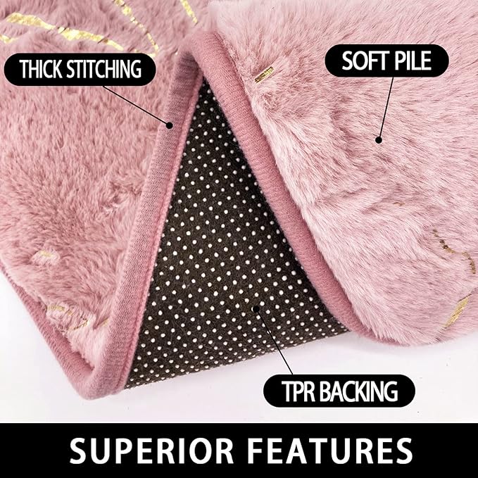 Marble Bathroom Rugs Nonslip Pink Bathroom Mats Ultra Soft Washable Bath Mats for Bathroom Floor Mats Carpet Water Absorbent Shower Rug Decoration for Kitchen Bedroom Living Room