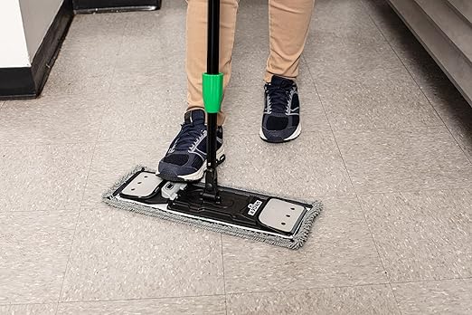 Unger Commercial Excella Floor Cleaning Mop Pack - Adjustable Height Offset Pole and Mop Pad Holder - EFKT6