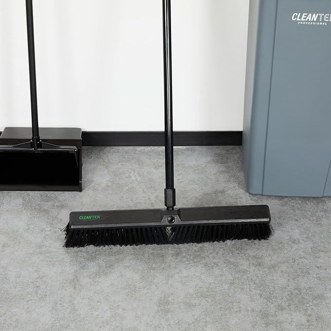Restaurantware-BROOM HEAD ONLY: Clean Tek Professional 23.62-Inch Push Broom Head, 1 Heavy-Duty Cleaning Tool - Handle Sold Separately, Fine Flagged Bristles, Black Plastic, Outdoor Use