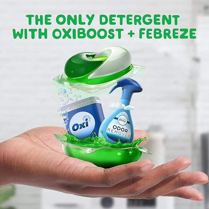 Gain Flings Laundry Detergent Pacs with Odor Defense, 60 Count, Super Fresh Blast Scent, HE 3in1 Detergent Pacs with Febreze and Oxi