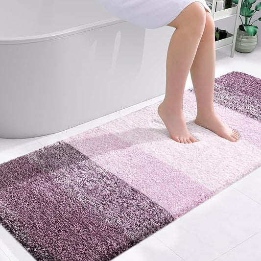 OLANLY Bathroom Runner Rugs Mat 59x24, Extra Soft Absorbent Microfiber Bath Rugs, Rubber Backing, Quick Dry, Washable Long Bath Mats for Bathroom Floor, Tub and Shower, Home Decor Accessories, Mauve