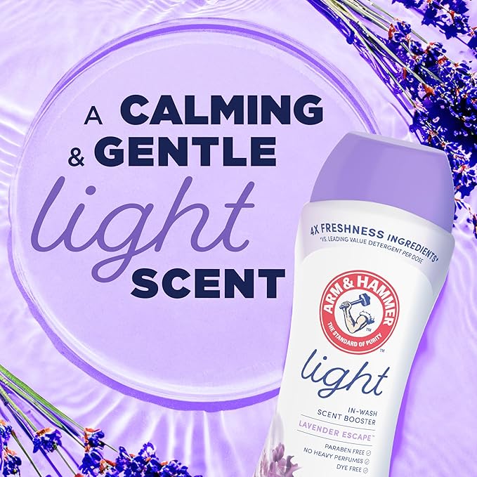 ARM & HAMMER Light In-Wash Scent Booster, Laundry Scent Booster Lavender Escape_scent, 24 Oz (Pack of 6)
