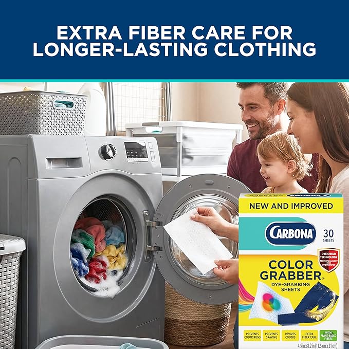 Carbona Color Grabber™ | Protects Laundry from Color Runs or Bleeds | Mix Whites & Colors | in-Wash Dye Grabbing Sheets | 30 Count Per Box, 3 Pack