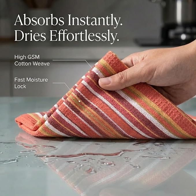 Urban Villa Kitchen Towels 100% Cotton Dish Towels for Kitchen(Set of 6) 20”x30” Dish Cloths Highly Absorbent Kitchen Linen Set with Hanging Loop Perfect for Drying Dishes Cleaning Hand Towels - Rust