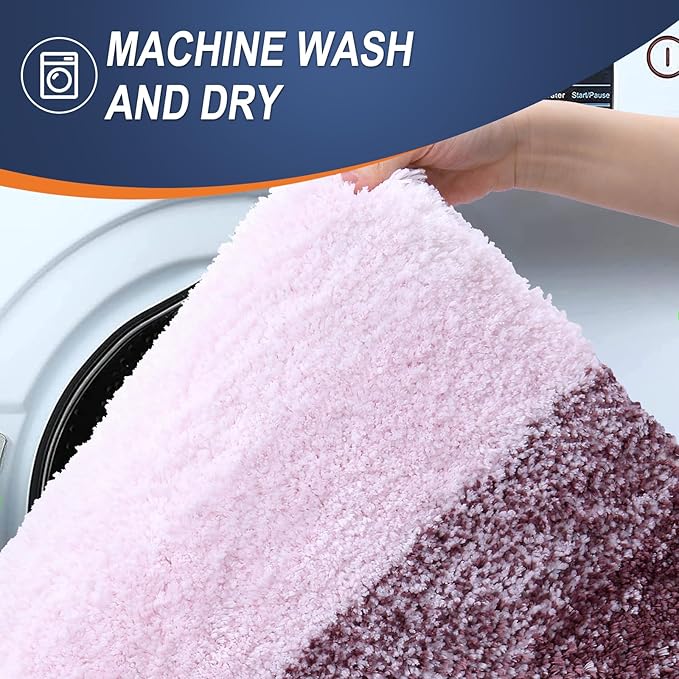 OLANLY Bathroom Runner Rugs Mat 47x20, Extra Soft Absorbent Microfiber Bath Rugs, Rubber Backing, Quick Dry, Washable Long Bath Mats for Bathroom Floor, Tub and Shower, Home Decor Accessories, Mauve