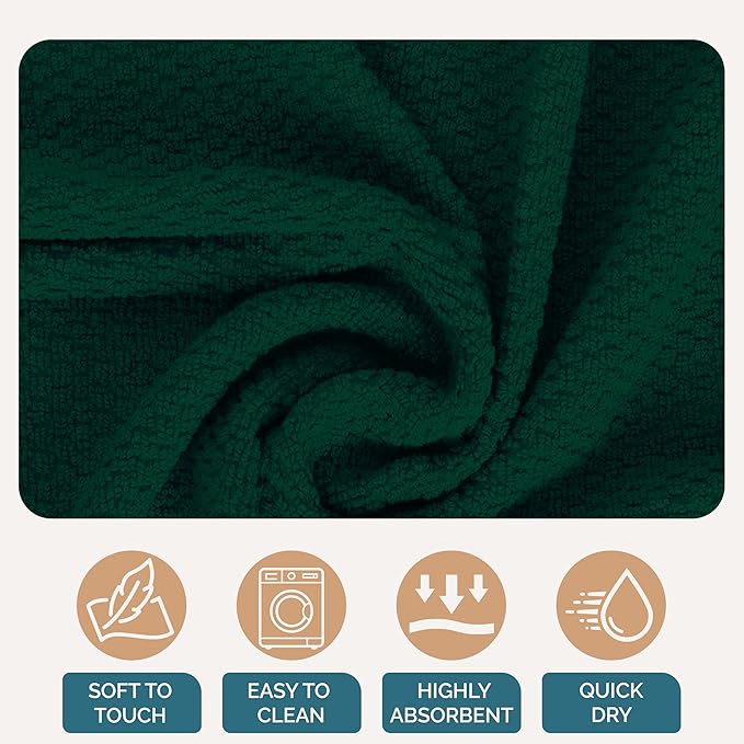 Casa Platino Kitchen Towel Set 8 Pc - 4 Dish Cloths for Washing Dishes (13"x13") & Kitchen Towels (16"x26") - Cotton Rich, Soft, Absorbent Wash Rags, Quick Dry & Durable Tea Towels for Wiping - Olive.