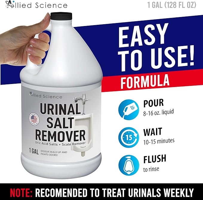 Allied Science Urinal Salt Remover - Uric Acid Salts Scale Remover Unclogs Urinals and Removes Uric Acid Odors - 4 Gallons