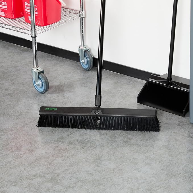 Restaurantware-BROOM HEAD ONLY: Clean Tek Professional 23.62-Inch Push Broom Head, 1 Heavy-Duty Cleaning Tool - Handle Sold Separately, Fine Flagged Bristles, Black Plastic, Outdoor Use