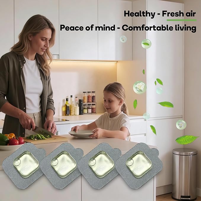 4-Pack Trash Can Odor Eliminator Pod Refills, Compatible with simplehuman Odorsorb Pods, Natural Plant-Based & Fragrance-Free Garbage Can Deodorizer Pods for Odor Control System Starter Kit