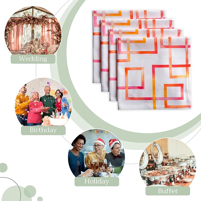 Maison d' Hermine 100% Cotton Cloth Napkins Set of 4 Everyday Reusable Square Napkins Cloth Washable Dinner Party Wedding Restaurant Hotel Kitchen Spring Summer (Summer Maze, 20" x 20")