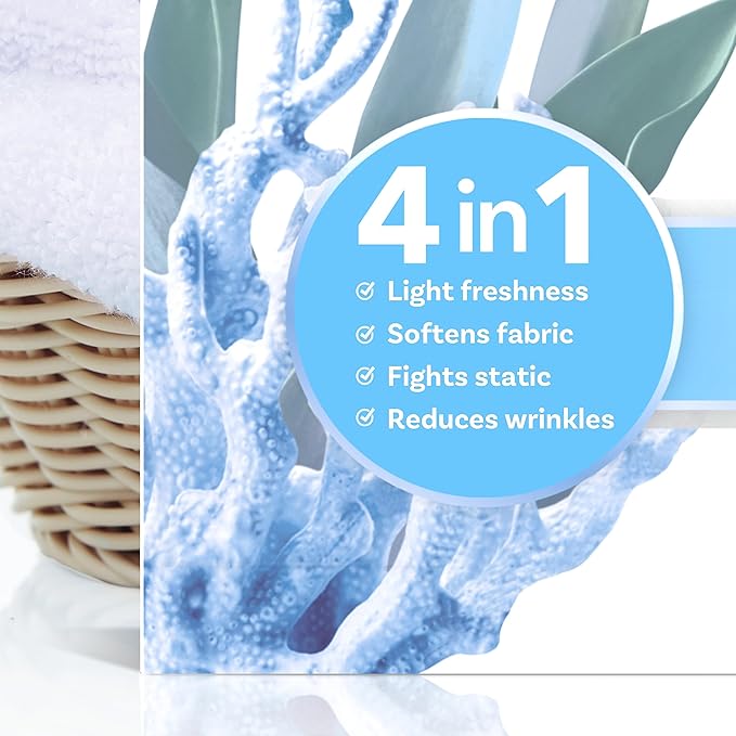 Downy Light Mega Dryer Sheets, Laundry Fabric Softener, Ocean Mist, 130 Count (Pack of 3)