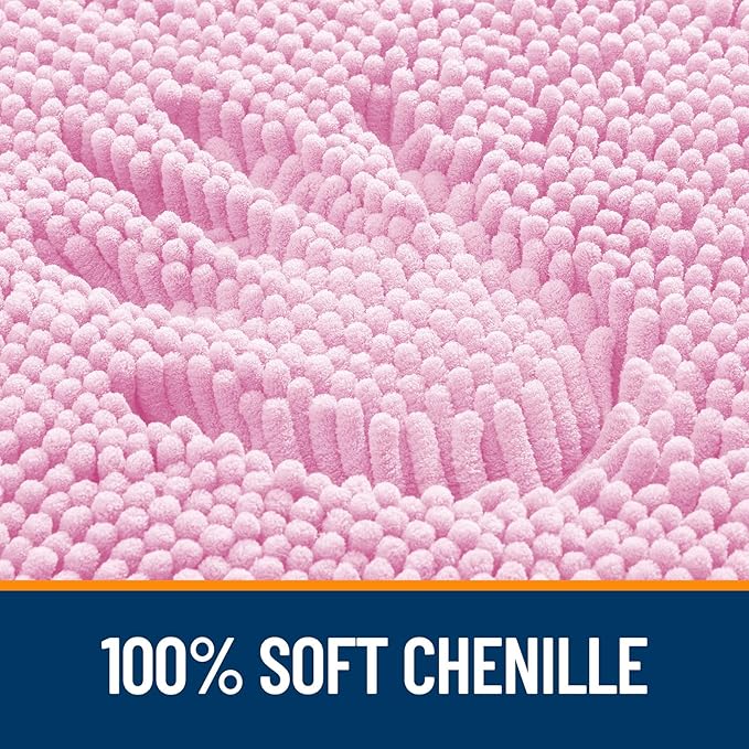 OLANLY Large Bathroom Rugs 45x27, Extra Soft Absorbent Chenille Bath Rugs, Rubber Backing Quick Dry, Machine Washable Bath Mats for Bathroom Floor, Tub and Shower, Home Decor Accessories, Pink