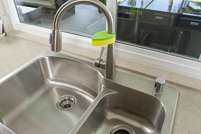 Evriholder Quick Dry Kitchen Sponges, Dual-Sided, Leaf Design for Scrubbing Dishes and Pots, Hangs from Sink Faucet to Dry, Helpful Silverware Cleaning Slot, Long-Lasting, 8 Pack