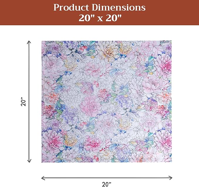 Maison d' Hermine 100% Cotton Cloth Napkins Set of 4 Everyday Reusable Square Napkins Cloth Washable Dinner Party Wedding Restaurant Hotel Kitchen Spring Summer (Floral Love, 20" x 20")