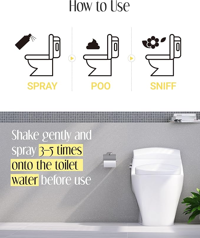 Pre-PooP Aromatic Bathroom Toilet Spray, Potty Deodorizer, Neutralize Bad Odors (1.69 fl.oz.) - Blooming Flowers Scent, Essential Oils