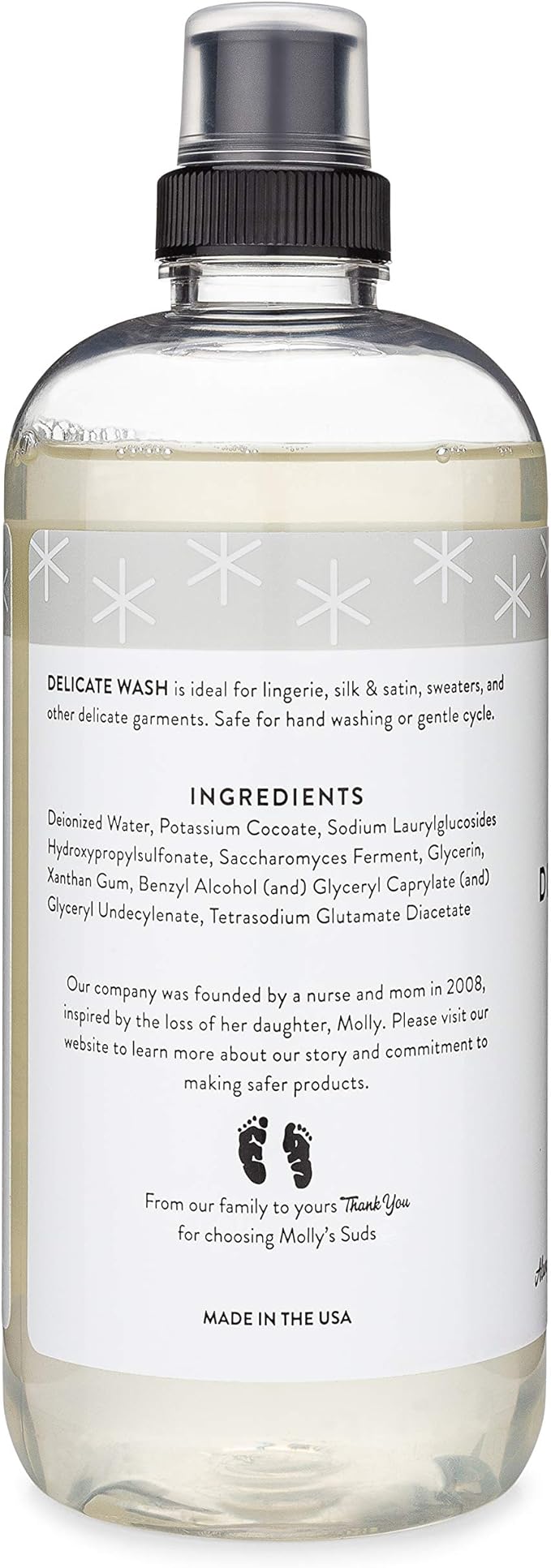 Molly's Suds Delicate Wash Liquid Laundry Soap | Clean, Simple Ingredients | Gently Removes Stains and Deodorizes | Unscented, 16 fl oz
