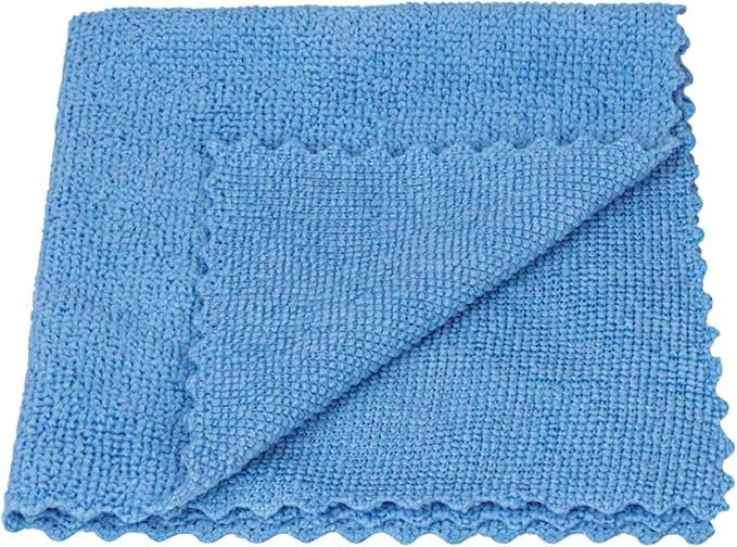 Restaurantware-Clean Tek Professional 11.81 x 11.81 Inch Microfiber Rags In a Box, 25 Absorbent Cleaning Cloths - No-Scratch, Blue Microfiber Reusable Edgeless Cleaning Towels, Leaves No Streak
