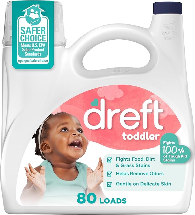 Dreft Toddler Liquid Laundry Detergent, Fights Stains, Removes Odors, 80 loads, 105 fl oz