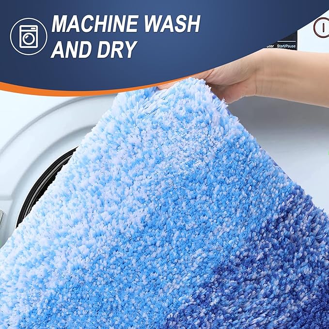 OLANLY Bathroom Runner Rugs Mat 47x17, Extra Soft Absorbent Microfiber Bath Rugs, Rubber Backing, Quick Dry, Long Bath Mats for Bathroom, Tub and Shower, Home Decor Accessories, Light Royal Blue
