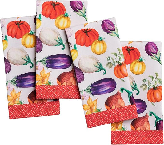 Maison d' Hermine 100% Cotton Cloth Napkins Set of 4 Everyday Reusable Square Napkins Cloth Washable Dinner Party Wedding Restaurant Hotel Kitchen Spring Summer (Ratatouille, 18" x 18")