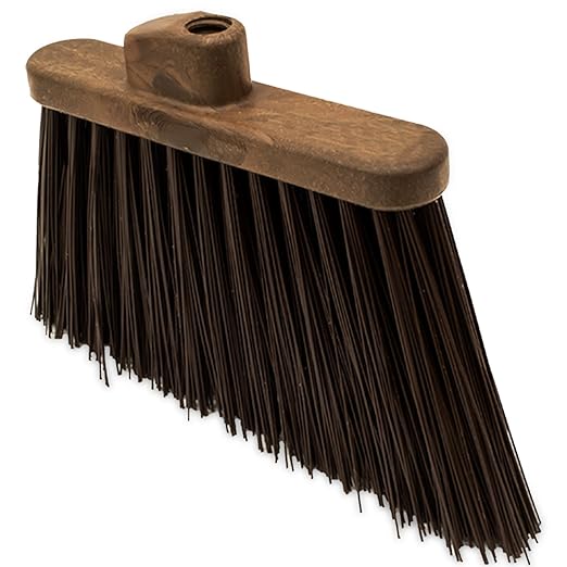 SPARTA Plastic Broom Head, Angled, Un-Flagged for Large Debris Indoor, Outdoor, Home, Restaurant, Lobby, Office, 12 Inches, Brown, (Pack of 12)