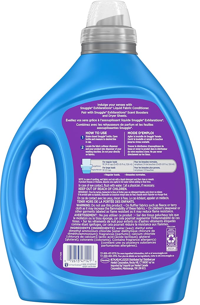 Snuggle Fabric Softener Liquid,Ultra Concentrated,80 Oz,188 Medium Loads,Lavender Breeze Fabric Conditioner,Long-Lasting Scent,Softens,Reduces Static & Wrinkles,Helps Protect Color,(Pack of 2)