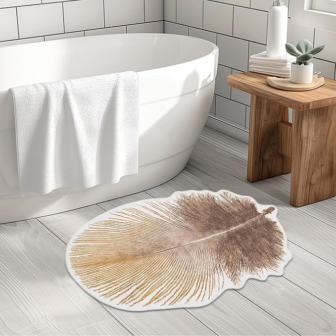 Feather Bath Mat Cute Animals Theme Bathroom Rugs Funny Non Slip Bathtub Decor Mats Super Absorbent Floor Carpet Machine Washable Quick Dry Bahtmat for Tub, Shower, Bedroom，Kitchen，19.7"x31.5"