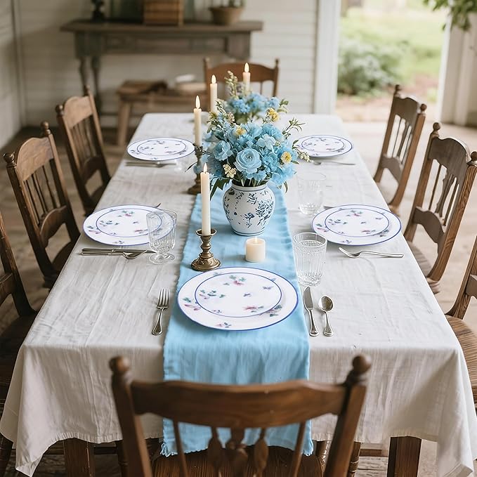 30Pcs White Plastic Plates - Butterfly Plates Disposable Heavy Duty, Fancy Floral Pattern Perfect for Weddings, Tea Parties, Holidays - 10.25" Dinner & 7.5" Dessert Plastic Plate